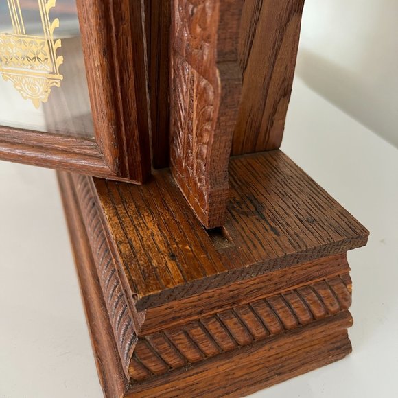 ANTIQUE INGRAHAM OAK AMERICAN GINGERBREAD CLOCK WORKING MANTLE MANTEL WINDUP - Picture 12 of 16